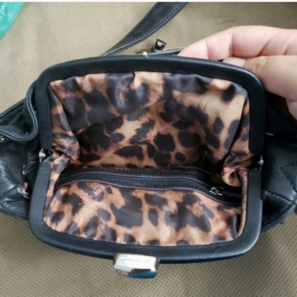 B. Makowsky Tiger print cow hide leather drawstring crossbody - Picture 3 of 15